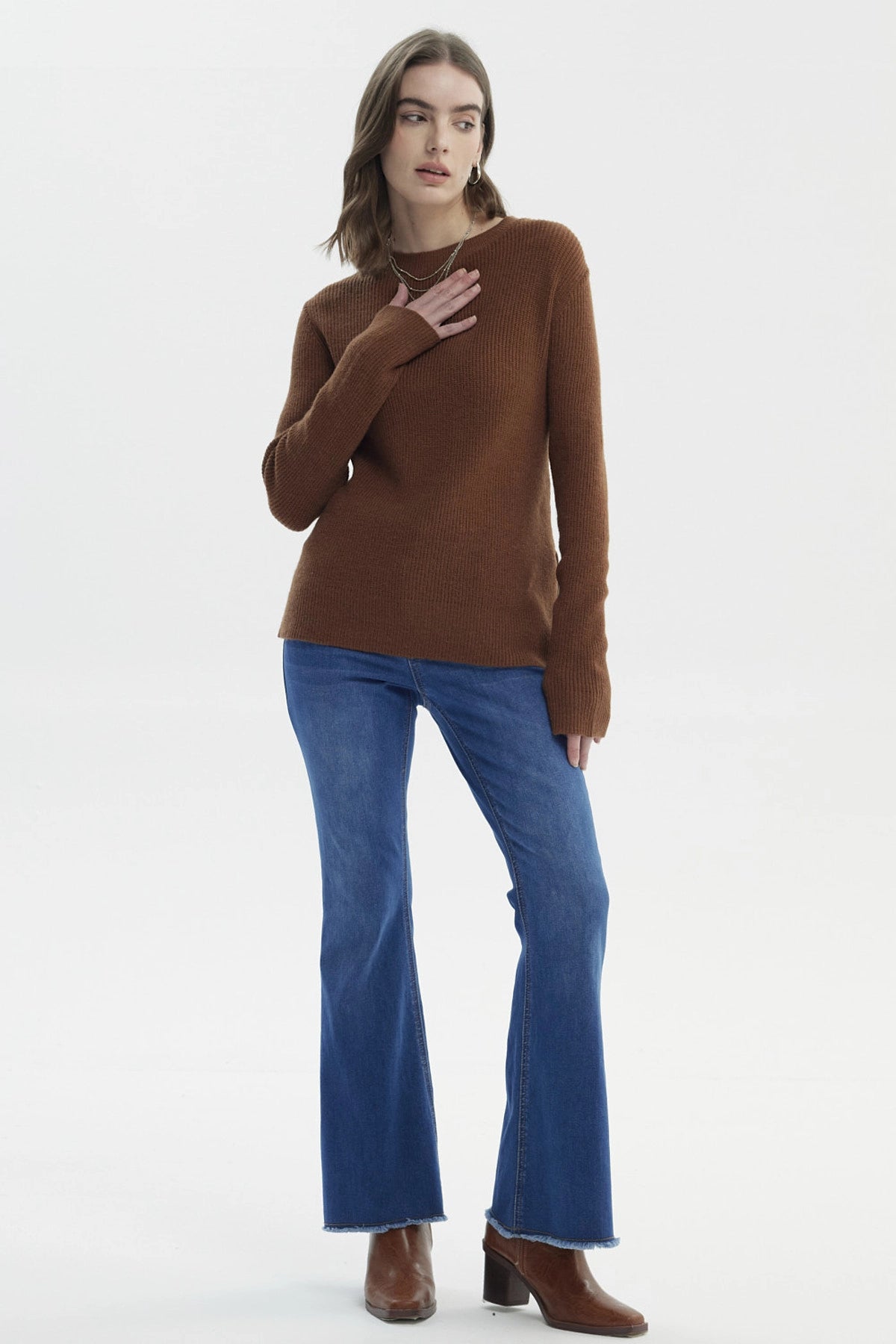 Sweater Mujer Slim Camel Oscuro