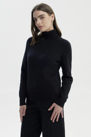 Sweater Mujer Slim Cuello Alto Negro