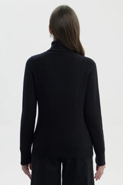 Sweater Mujer Slim Cuello Alto Negro