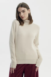 Sweater Mujer Slim Cuello Alto Beige