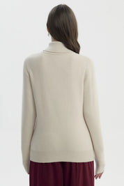 Sweater Mujer Slim Cuello Alto Beige