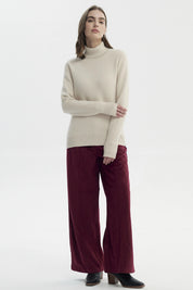 Sweater Mujer Slim Cuello Alto Beige