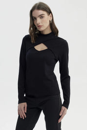Polera Mujer Drapeado Lisa Negro