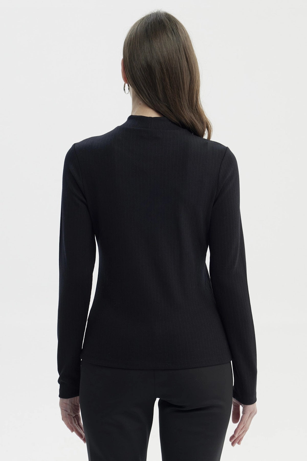 Polera Mujer Drapeado Lisa Negro