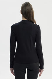 Polera Mujer Drapeado Lisa Negro