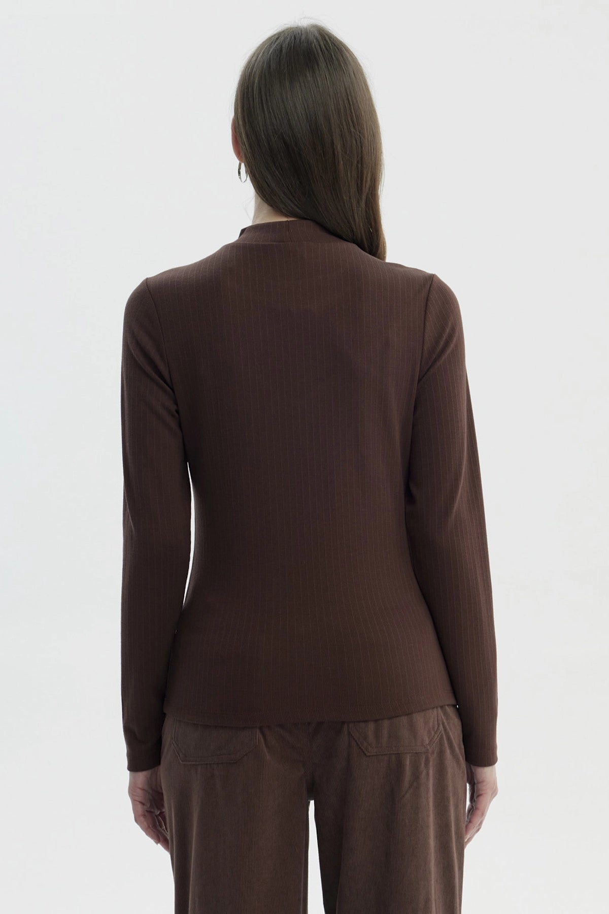 Polera Mujer Drapeado Lisa Café