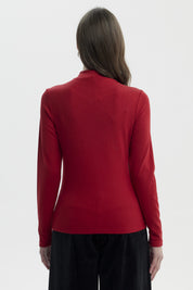 Polera Mujer Drapeado Lisa Rojo Oscuro