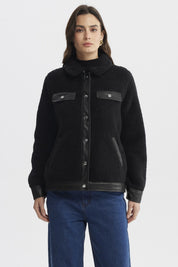 Polar Mujer Cuello Camisero Negro