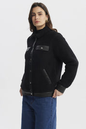 Polar Mujer Cuello Camisero Negro