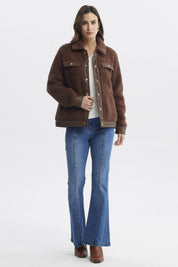 Polar Mujer Cuello Camisero Café Oscuro