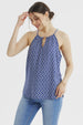 Blusa Mujer Halter Estampada Azul Claro