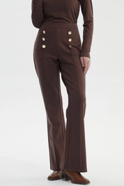 Pantalón Mujer Flare Café Claro