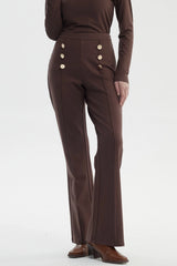 Pantalón Mujer Flare Café Claro