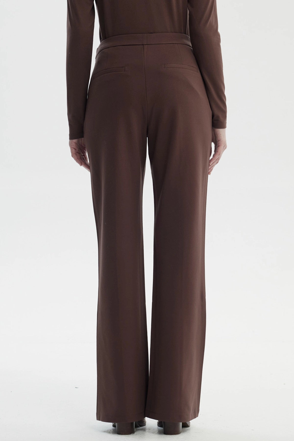 Pantalón Mujer Flare Café Claro