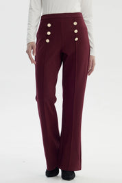 Pantalón Mujer Flare Burdeo