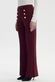Pantalón Mujer Flare Burdeo