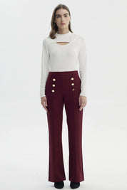 Pantalón Mujer Flare Burdeo