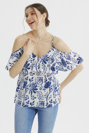 Blusa Mujer Slim Manga Vuelo Azul Claro