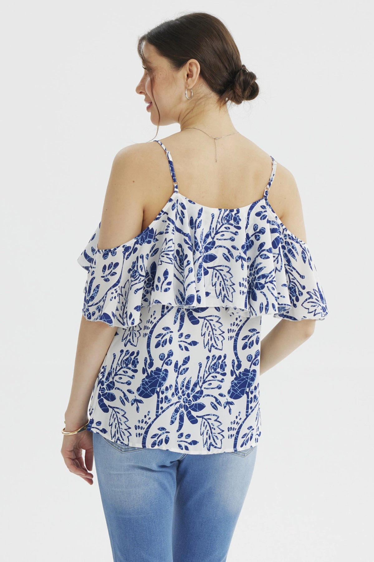 Blusa Mujer Slim Manga Vuelo Azul Claro