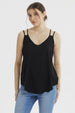 Peto negro mujer sin estampado con tirantes delgados y escote en V confeccionado en viscosa ideal para un look casual