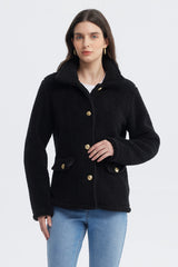 Polar Mujer Cuello Camisero Negro