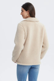 Polar Mujer Cuello Camisero Beige