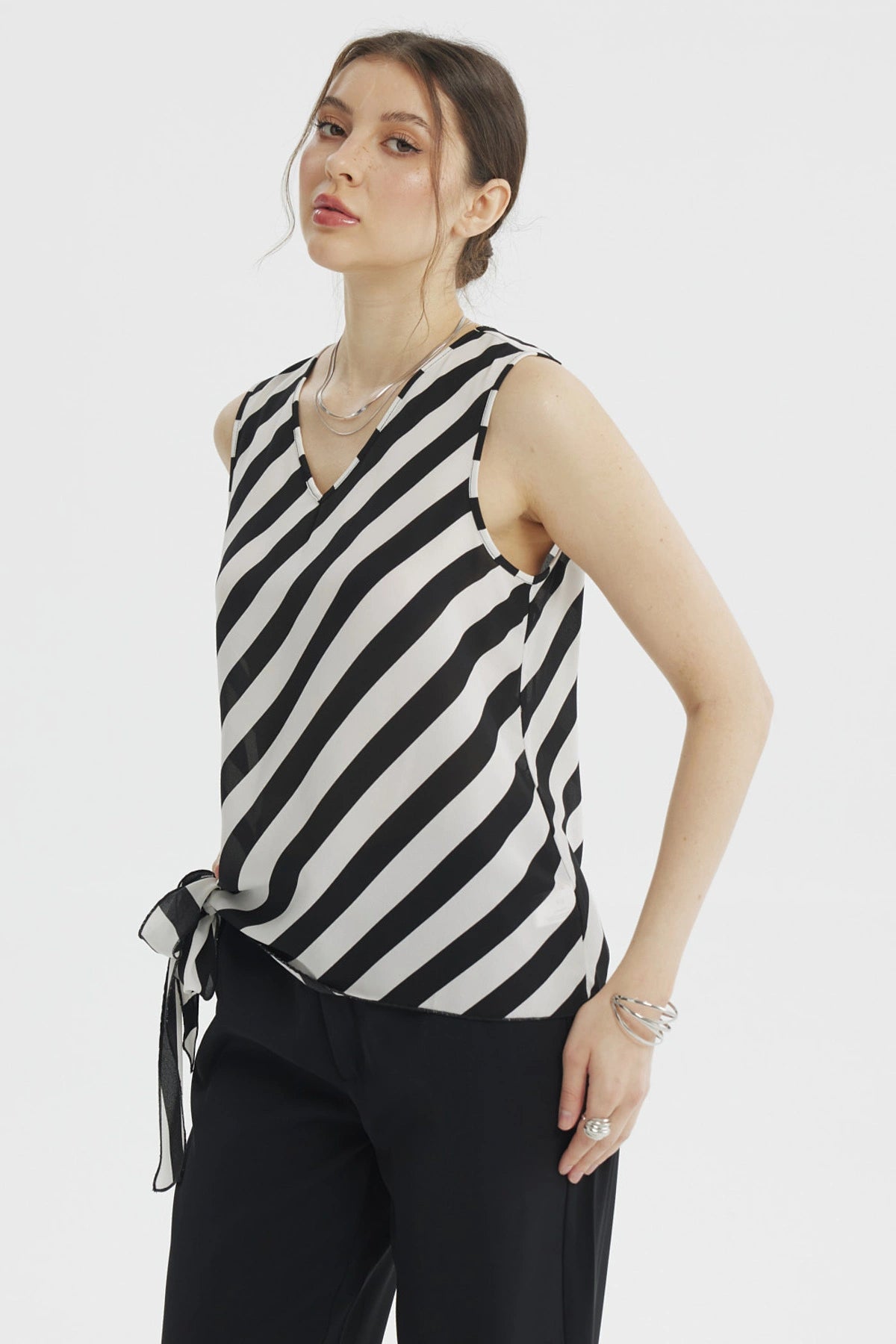 Blusa Mujer Nudo Lateral Crudo