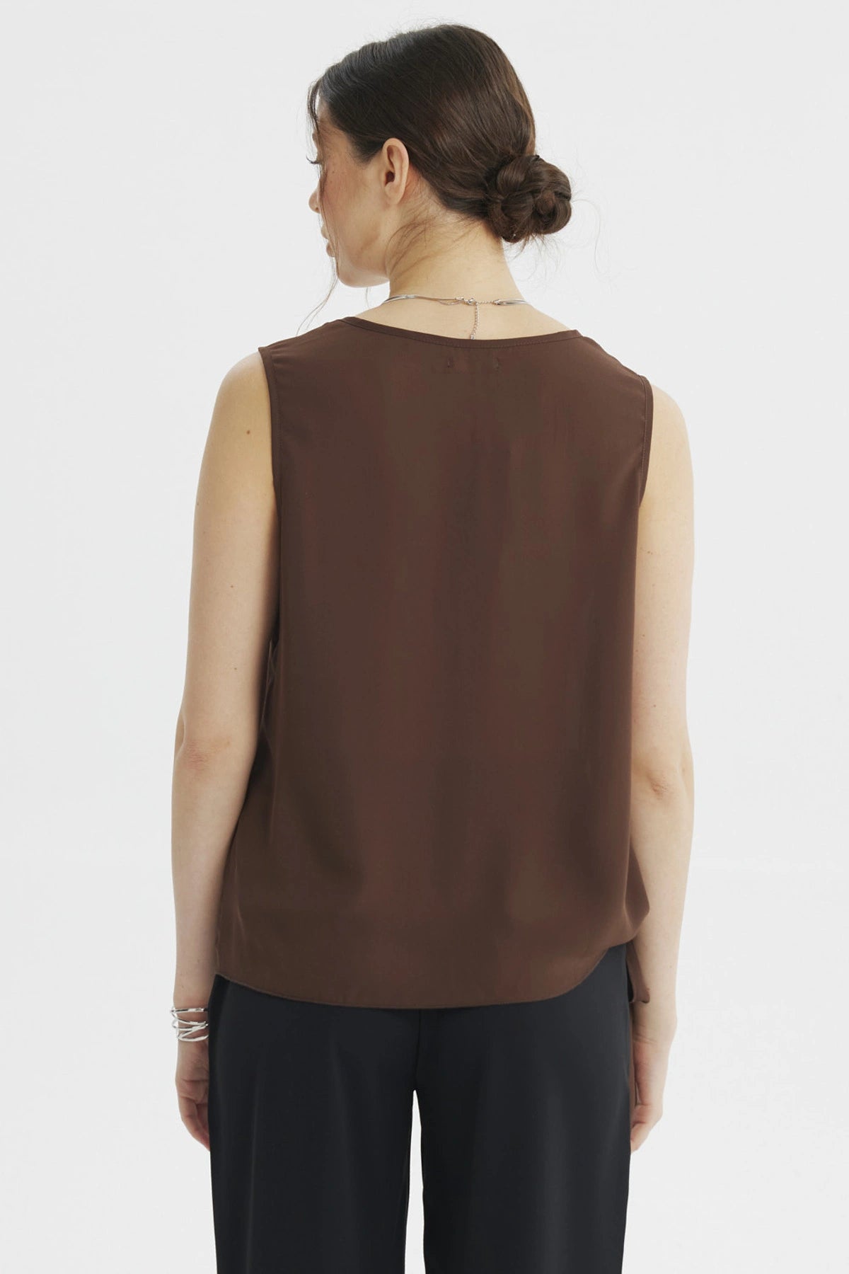 Blusa Mujer Nudo Lateral Chocolate