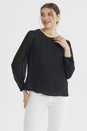 Blusa Mujer Holgada Transparencia Negro