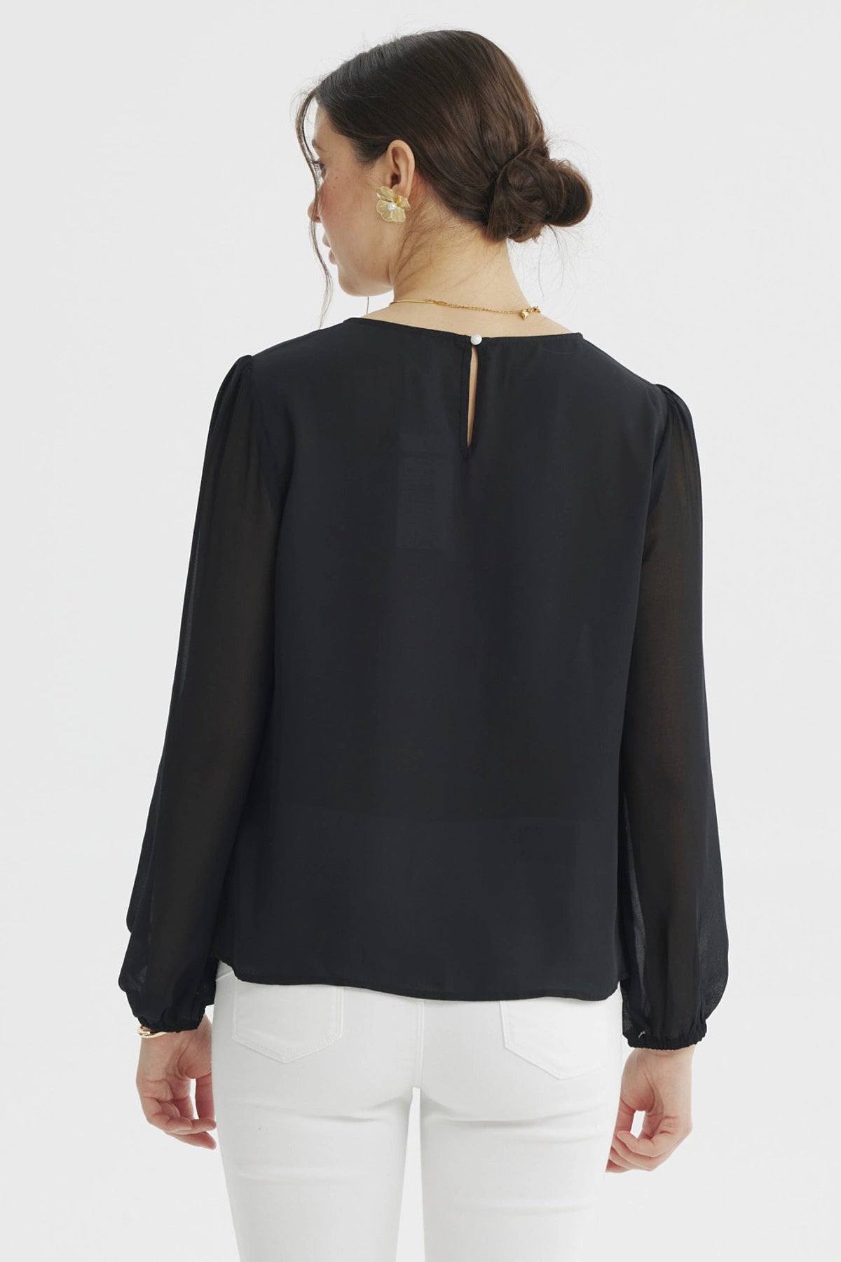 Blusa Mujer Holgada Transparencia Negro