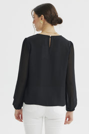 Blusa Mujer Holgada Transparencia Negro