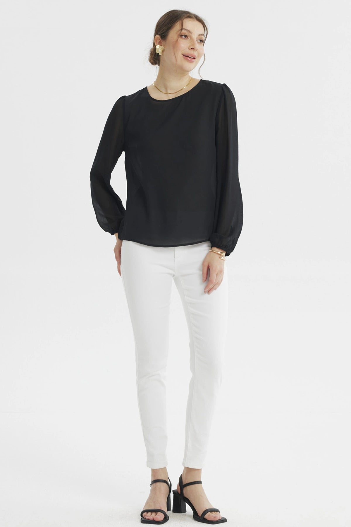 Blusa Mujer Holgada Transparencia Negro