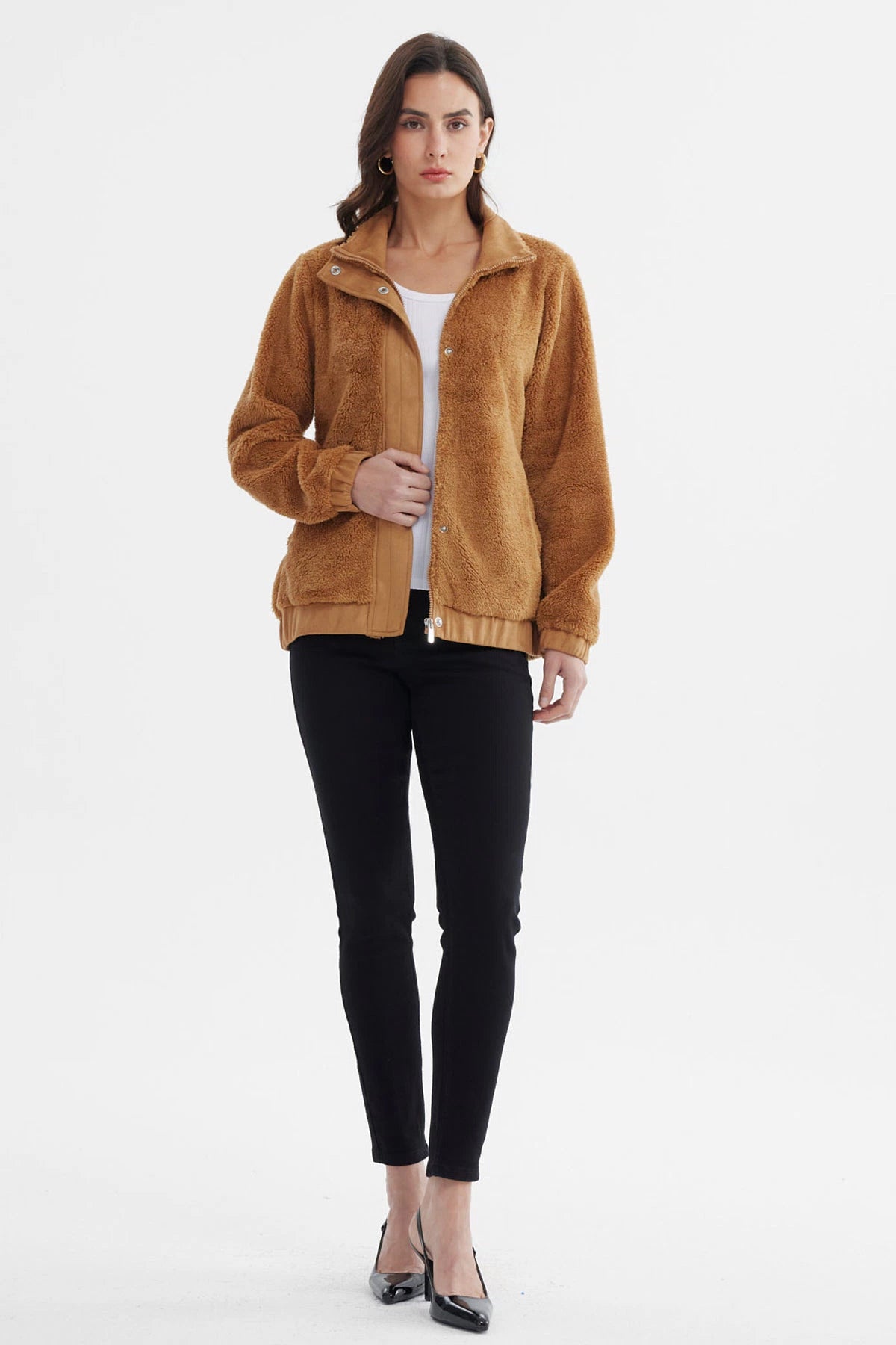 Polar Mujer Cuello Camisero Camel