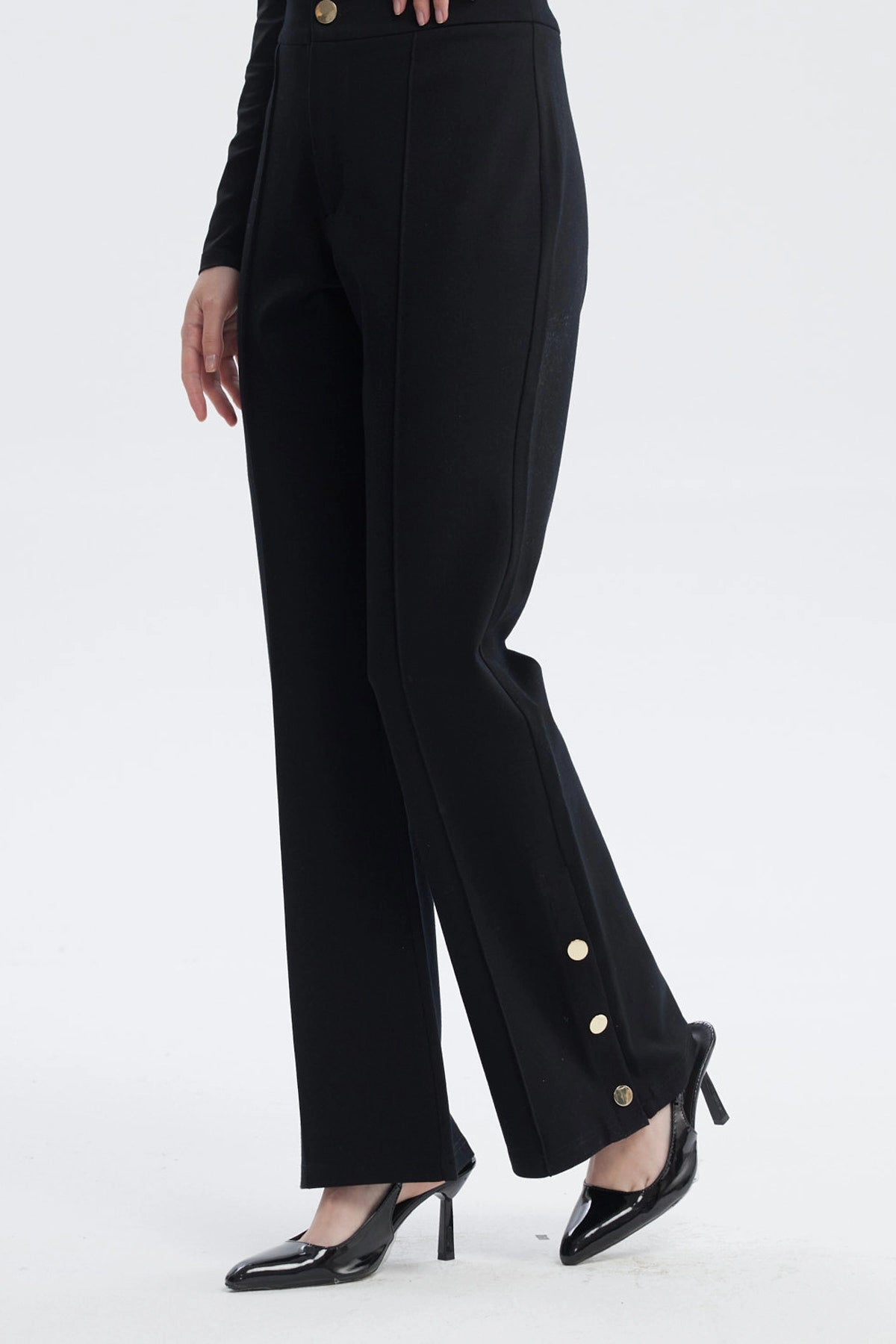 Pantalón Mujer Leve Flare Negro