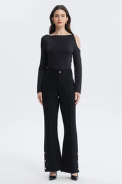 Pantalón Mujer Leve Flare Negro