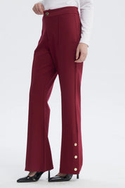Pantalón Mujer Leve Flare Burdeo