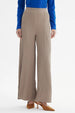 Pantalón mujer wide leg beige sin estampa textura acanalada ideal para un look relajado y sofisticado