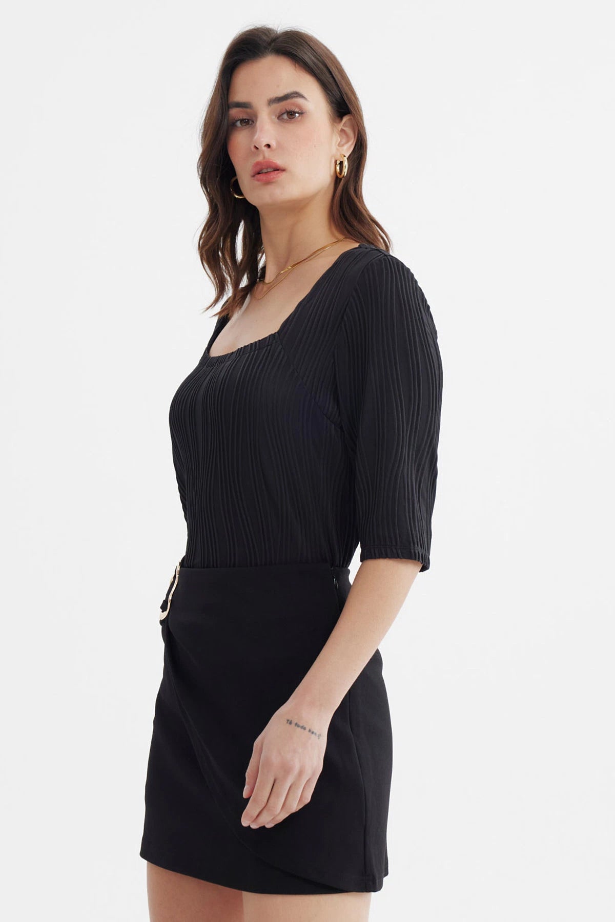 Falda Mujer Short Cruce Delantero Negro