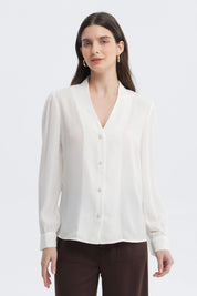 Blusa Mujer Botones Perla Crudo