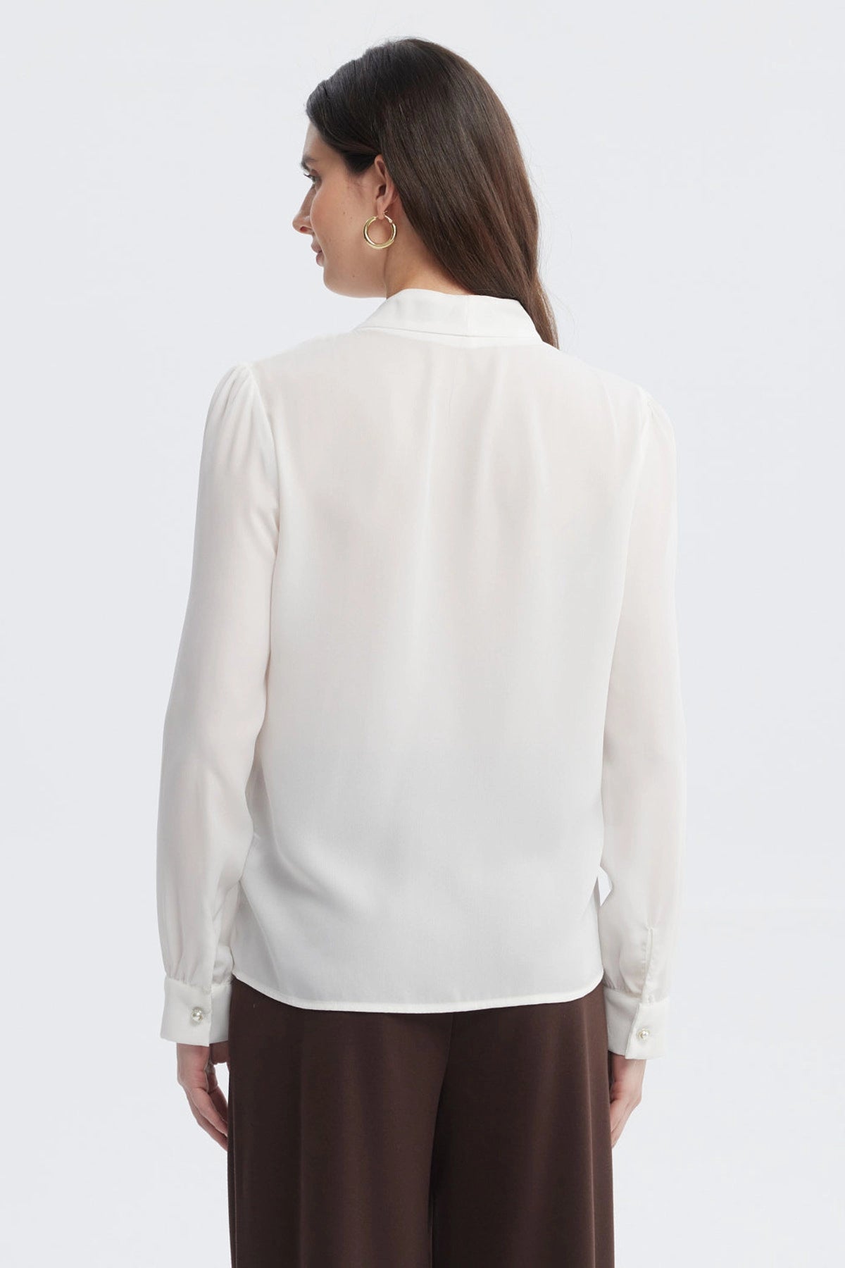 Blusa Mujer Botones Perla Crudo