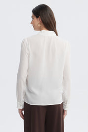 Blusa Mujer Botones Perla Crudo