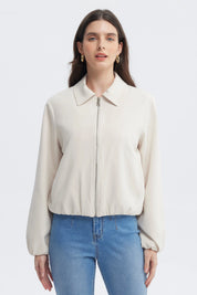 Chaqueta Mujer Cuello Camisero Arena