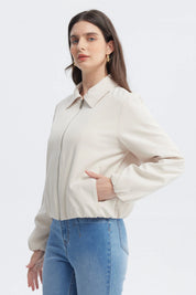 Chaqueta Mujer Cuello Camisero Arena