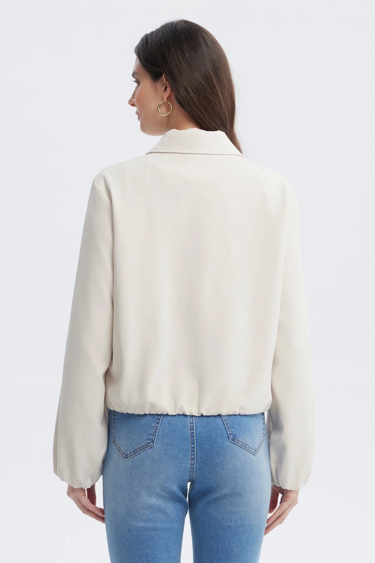 Chaqueta Mujer Cuello Camisero Arena
