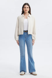 Chaqueta Mujer Cuello Camisero Arena
