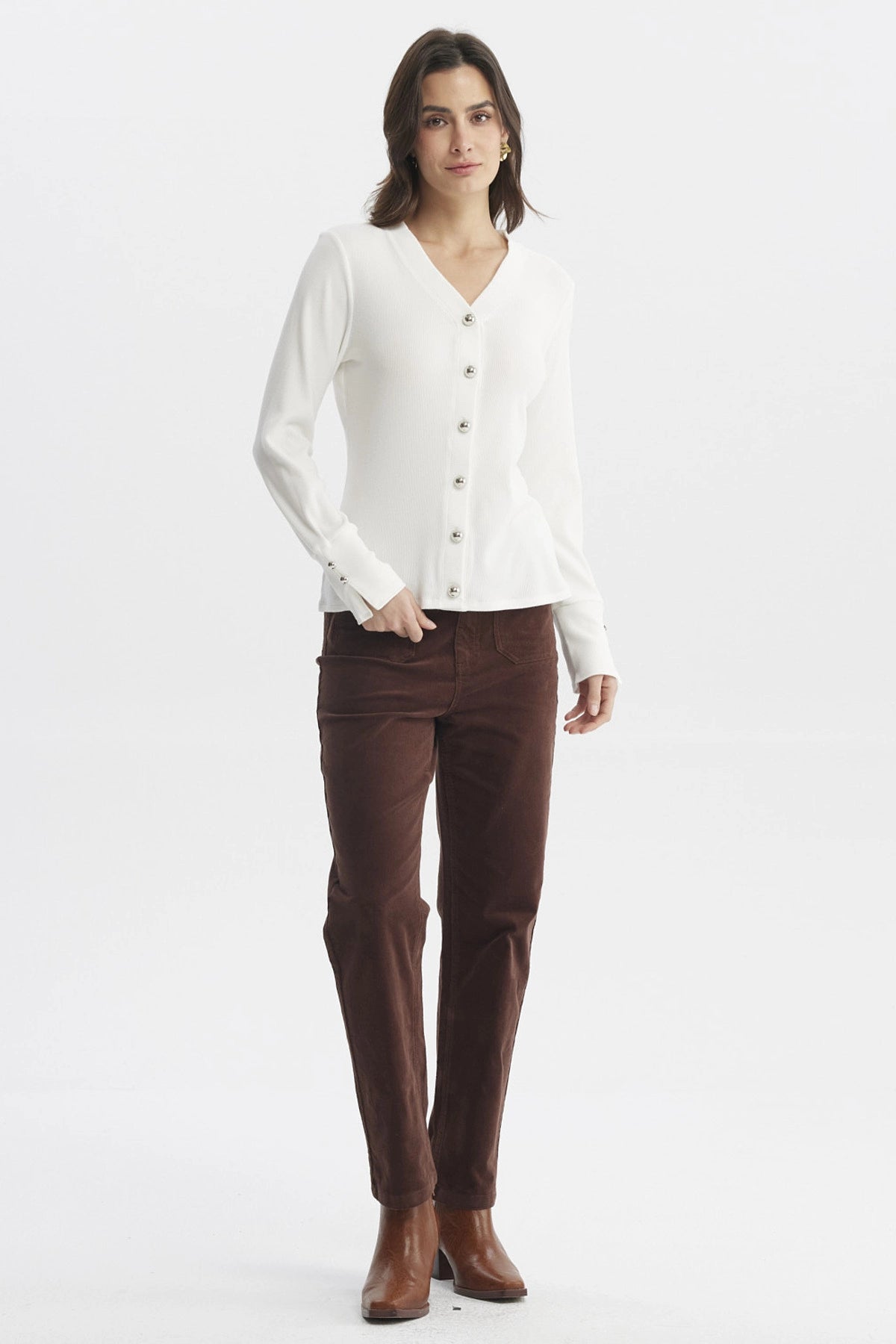 Sweater Mujer Ajustado Crudo