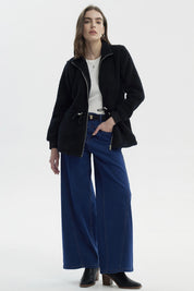 Polar Mujer Cuello Camisero Negro