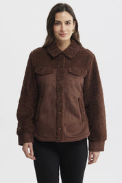 Polar Mujer Cuello Camisero Café Oscuro