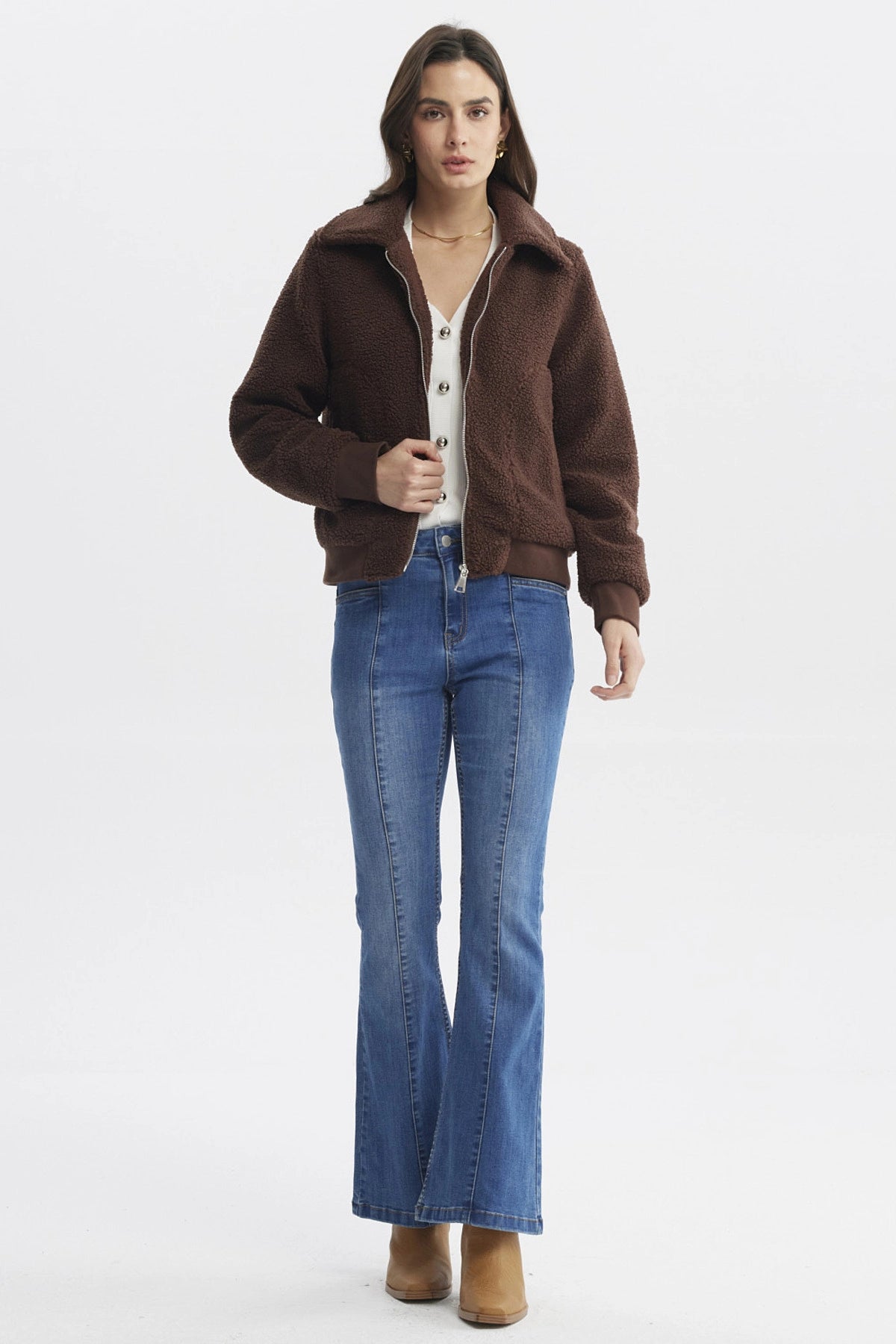 Polar Mujer Cuello Camisero Café Claro