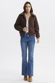 Polar Mujer Cuello Camisero Café Claro